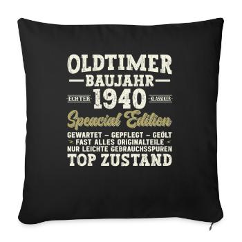 84th Birthday Vintage 1940's - Sofa pillowcase 17,3'' x 17,3'' (45 x 45 cm) - black - Front