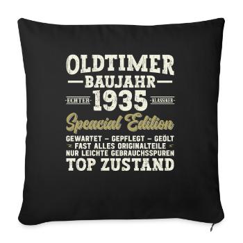 Millésime Anniversaire 1935 - 89 Ans - Housse de coussin décorative 45 x 45 cm - noir - Devant