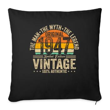 Millésime 1947 - Légendaire 77e anniversaire - Housse de coussin décorative 45 x 45 cm - noir - Devant