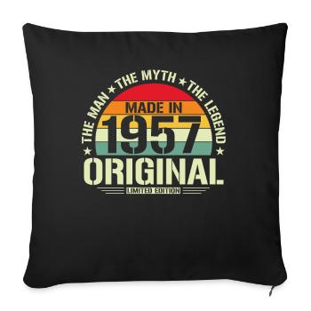 Vintage 1957 - Birthday Shirt - Retro Style - Sofa pillowcase 17,3'' x 17,3'' (45 x 45 cm) - black - Front
