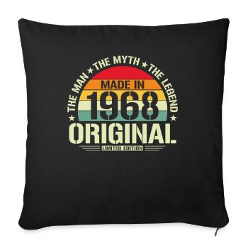 Légendaire 56e anniversaire - Millésime 1968 - Rétro - Housse de coussin décorative 45 x 45 cm - noir - Devant