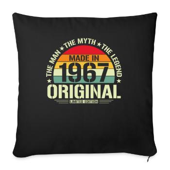 Millésime 1967 - Anniversaire - Housse de coussin décorative 45 x 45 cm - noir - Devant