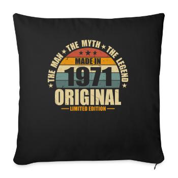 Vintage 1971 Retro Birthday Surprise - Sofa pillowcase 17,3'' x 17,3'' (45 x 45 cm) - black - Front