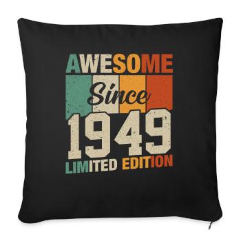Fête d’anniversaire vintage 1949 - Housse de coussin décorative 45 x 45 cm - noir - Devant