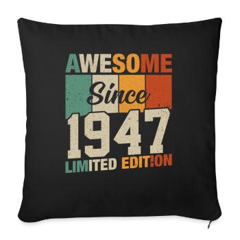 Millésime 1947 - Une année légendaire ! Rétro - Housse de coussin décorative 45 x 45 cm - noir - Devant