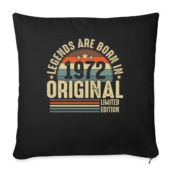 Les légendes naissent en 1972 - Housse de coussin décorative 45 x 45 cm - noir - Devant