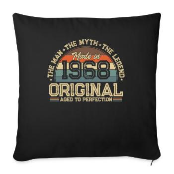 Vintage 1968 cadeau d’anniversaire Style rétro - Housse de coussin décorative 45 x 45 cm - noir - Devant