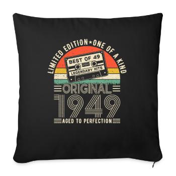 Vintage Birthday Joy 1949 - Sofa pillowcase 17,3'' x 17,3'' (45 x 45 cm) - black - Front
