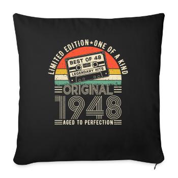 Élégant Vintage 1948 anniversaire Surprise - Housse de coussin décorative 45 x 45 cm - noir - Devant