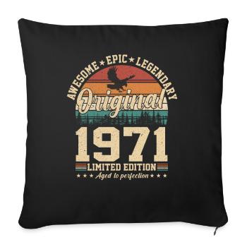 Legendary vintage '71 - Sofa pillowcase 17,3'' x 17,3'' (45 x 45 cm) - black - Front