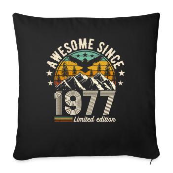 Joie d'anniversaire vintage 1977 - Housse de coussin décorative 45 x 45 cm - noir - Devant