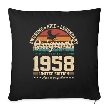 Vintage birthday joy 1958 - Sofa pillowcase 17,3'' x 17,3'' (45 x 45 cm) - black - Front