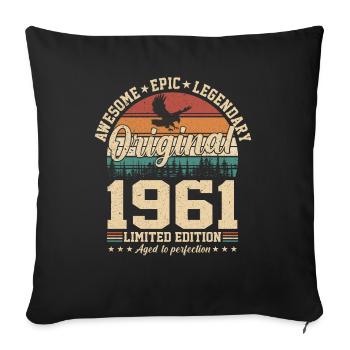 Legendary 63rd Birthday Retro Style 1961 - Sofa pillowcase 17,3'' x 17,3'' (45 x 45 cm) - black - Front