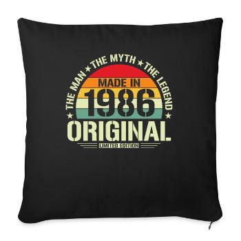 Vintage 1986 Birthday Retro Style - Sofa pillowcase 17,3'' x 17,3'' (45 x 45 cm) - black - Front