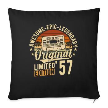 Anniversaire de 1957 Vintage - Housse de coussin décorative 45 x 45 cm - noir - Devant