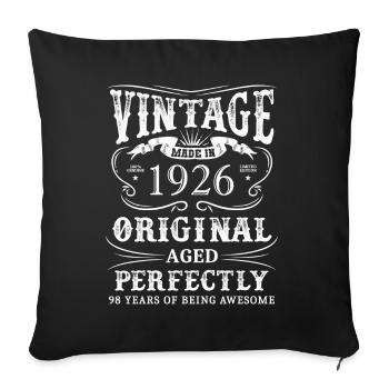Vintage Made In January 1926 98 Years Of Being - Sofa pillowcase 17,3'' x 17,3'' (45 x 45 cm) - black - Front