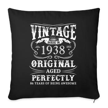Vintage Made In 1938 86 Years Of Being - Sofa pillowcase 17,3'' x 17,3'' (45 x 45 cm) - black - Front