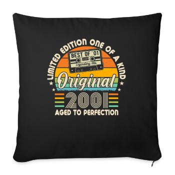 Legendary year of birth 2001 - Sofa pillowcase 17,3'' x 17,3'' (45 x 45 cm) - black - Front