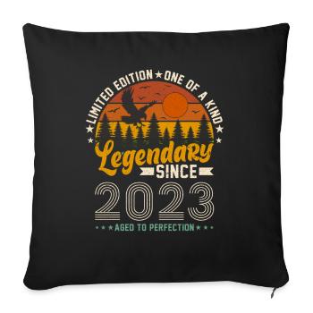Légendaire Né en 2023 - Housse de coussin décorative 45 x 45 cm - noir - Devant