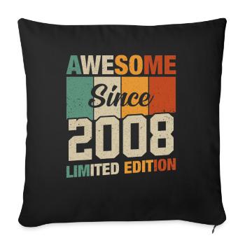Legendary year of birth 2008 - Sofa pillowcase 17,3'' x 17,3'' (45 x 45 cm) - black - Front