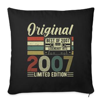 Legendary 17th Birthday 2007 Retro Style - Sofakissenbezug 45 x 45 cm - Schwarz - Vorne