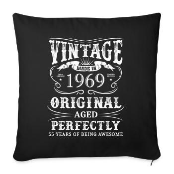 Vintage Made In 1969 55 Years Of Being Awesome - Sofa pillowcase 17,3'' x 17,3'' (45 x 45 cm) - black - Front