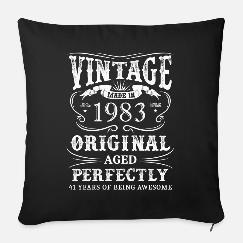 Vintage Made In 1983 41 ans d’être génial - Housse de coussin décorative 45 x 45 cm - noir