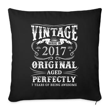 Vintage Made In 2017 7 Years Of Being Awesome - Sofa pillowcase 17,3'' x 17,3'' (45 x 45 cm) - black - Front