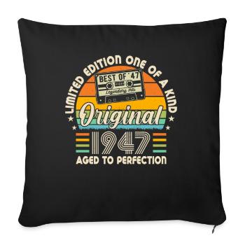 Fier 77e anniversaire 1947 - Housse de coussin décorative 45 x 45 cm - noir - Devant