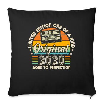 Chemise d’anniversaire légendaire vintage 2020 - Housse de coussin décorative 45 x 45 cm - noir - Devant
