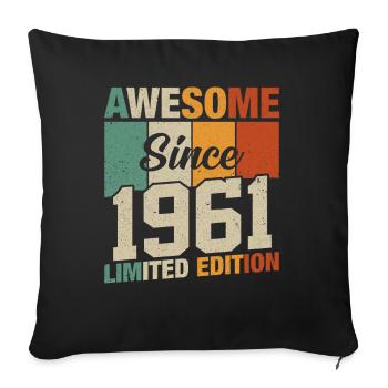 Né légendaire en 1961 - Housse de coussin décorative 45 x 45 cm - noir - Devant