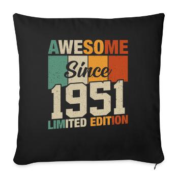 Vintage Birthday Legend 1951 - Sofa pillowcase 17,3'' x 17,3'' (45 x 45 cm) - black - Front