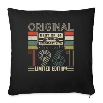 Legendary year of birth 1961 - Sofa pillowcase 17,3'' x 17,3'' (45 x 45 cm) - black - Front