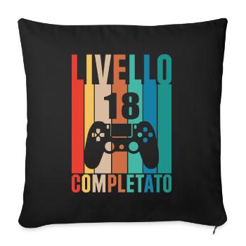 Niveau 18 Terminé Conception de l’anniversaire du joueur - Housse de coussin décorative 45 x 45 cm - noir - Devant