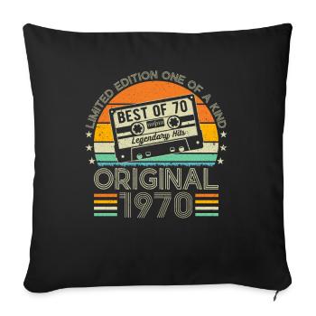 Nées en 1970 anniversaire 1970 Vintage 1970 - Housse de coussin décorative 45 x 45 cm - noir - Devant
