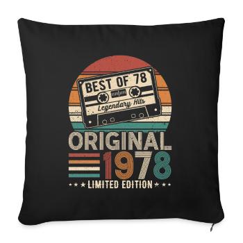 Born in 1978 Birthday 1978 Vintage 1978 - Sofa pillowcase 17,3'' x 17,3'' (45 x 45 cm) - black - Front