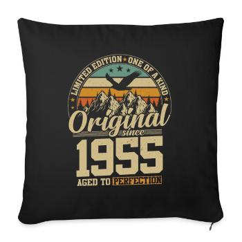 Golden vintage 1955 - An original for 69 years - Sofa pillowcase 17,3'' x 17,3'' (45 x 45 cm) - black - Front