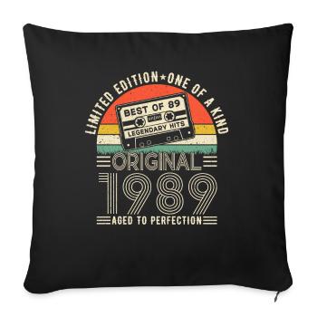 Vintage 1989 Birthday Surprise - Sofa pillowcase 17,3'' x 17,3'' (45 x 45 cm) - black - Front