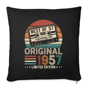 Anniversaire légendaire de 1957 - Housse de coussin décorative 45 x 45 cm - noir - Devant