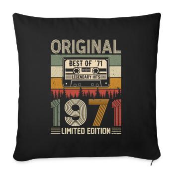 Birthday Joy '71 - Sofa pillowcase 17,3'' x 17,3'' (45 x 45 cm) - black - Front