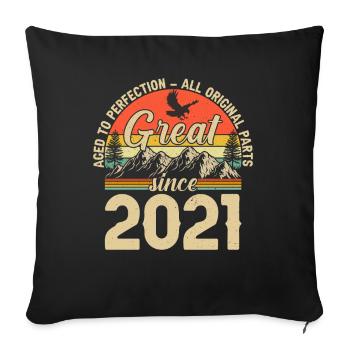 Vintage Birthday Joy 2021 - Sofa pillowcase 17,3'' x 17,3'' (45 x 45 cm) - black - Front