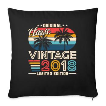 Original 2018 Vintage - 2018 Birthday Gift - Sofa pillowcase 17,3'' x 17,3'' (45 x 45 cm) - black - Front