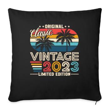Elegant Vintage: 2023 Retro Gift 2023 2025 - Sofa pillowcase 17,3'' x 17,3'' (45 x 45 cm) - black - Front