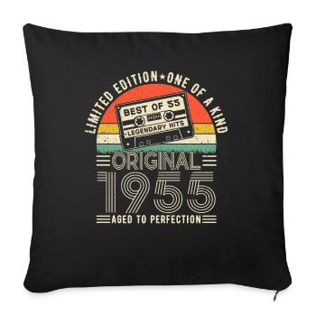 1955 Vintage Retro Jubiläumsgeschenk - Sofakissenbezug 45 x 45 cm - Schwarz - Vorne