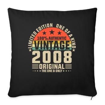 Vintage 2008 aged to perfection - Sofa pillowcase 17,3'' x 17,3'' (45 x 45 cm) - black - Front