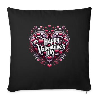 Liebe's Symphonie: Ein Valentinstag Herzmosaik - Sofakissenbezug 45 x 45 cm - Schwarz - Vorne