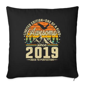Design rétro créatif de célébration d’anniversaire 2019 - Housse de coussin décorative 45 x 45 cm - noir - Devant