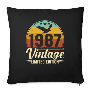 Classique 1987 Anniversaire Rétro Vintage - Housse de coussin décorative 45 x 45 cm - noir - Devant
