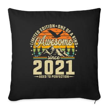 Design d’anniversaire rétro créatif 2021 - Housse de coussin décorative 45 x 45 cm - noir - Devant
