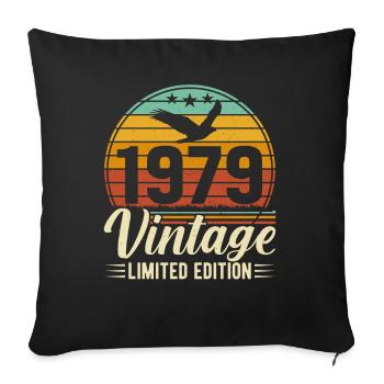 1979 Vintage 45e anniversaire rétro Vibes - Housse de coussin décorative 45 x 45 cm - noir - Devant